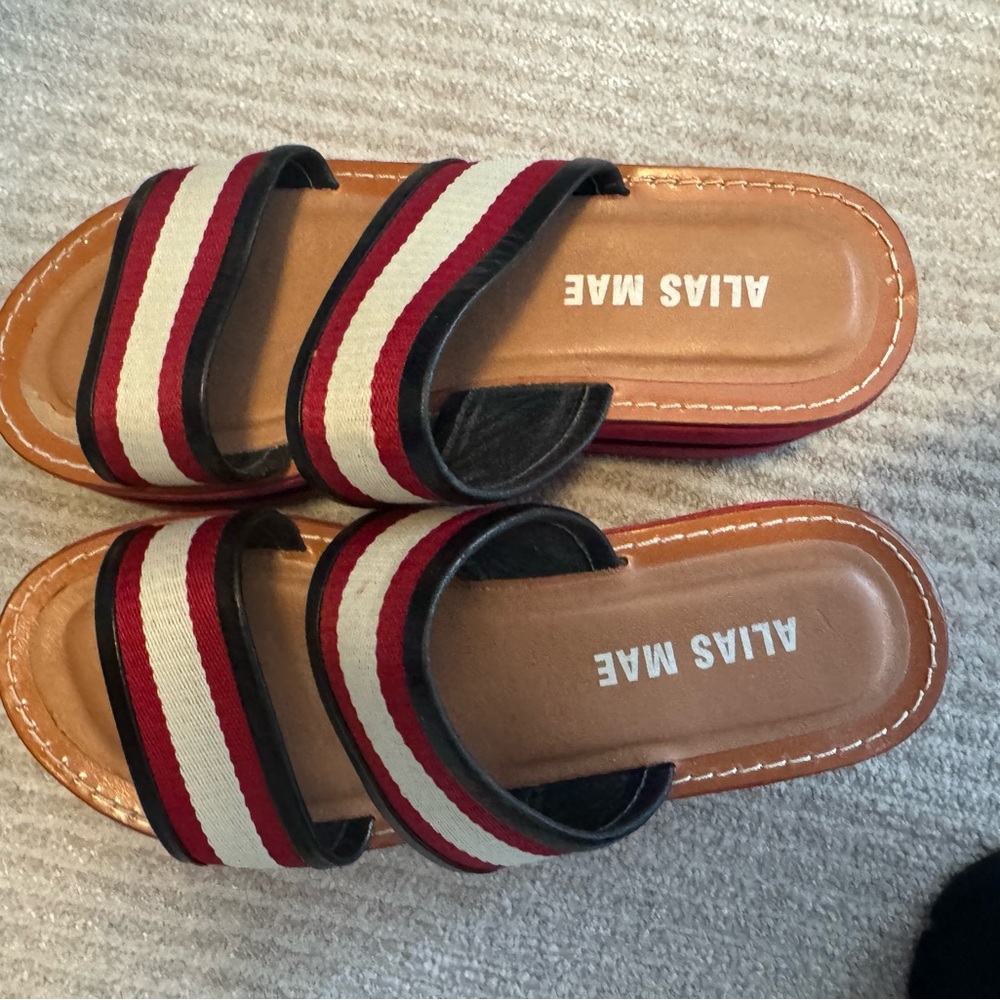 Alias Mae Women's Striped Sandals - Red and navy